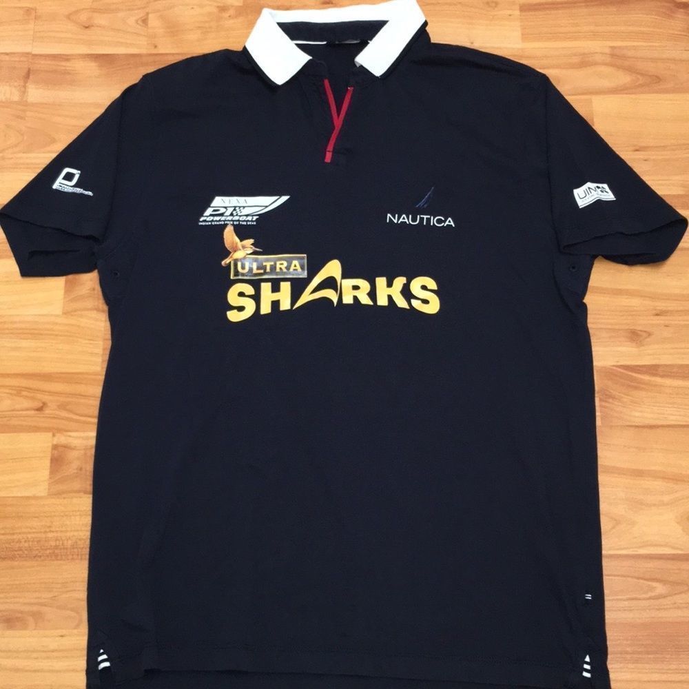 Kingfisher blue premium Ultra Indian Beer P1 Sharks Powerboat racing team shirt